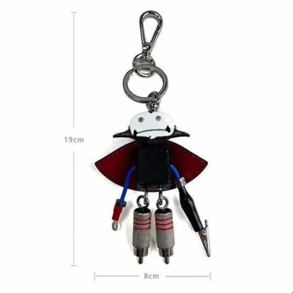 PRADA Saffiano Leather Keyring Dracula Robot Charm - Picture 3 of 3